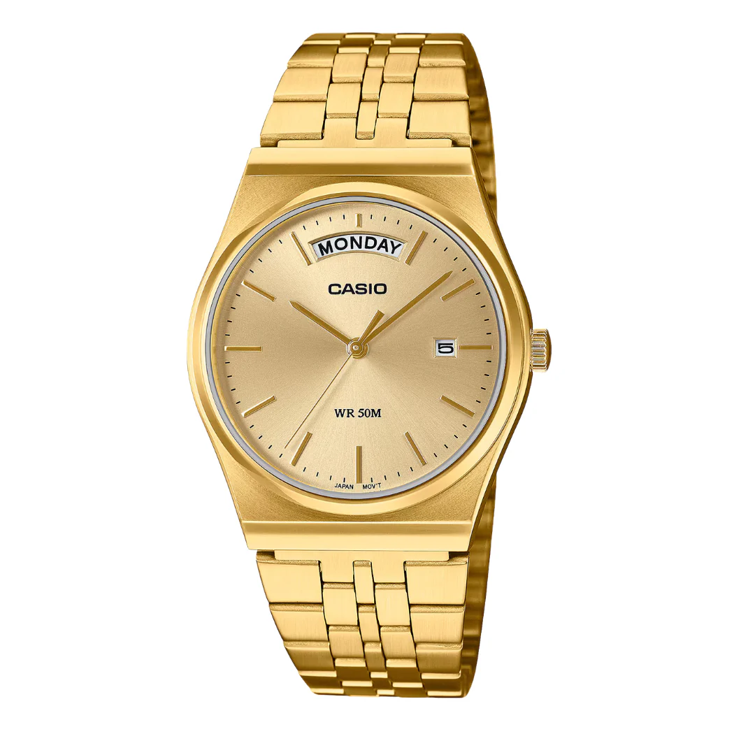 Casio Gold Stainless Steel Gold Dial Quartz Watch for Gents - CASIO MTP-B146G-9AVDF