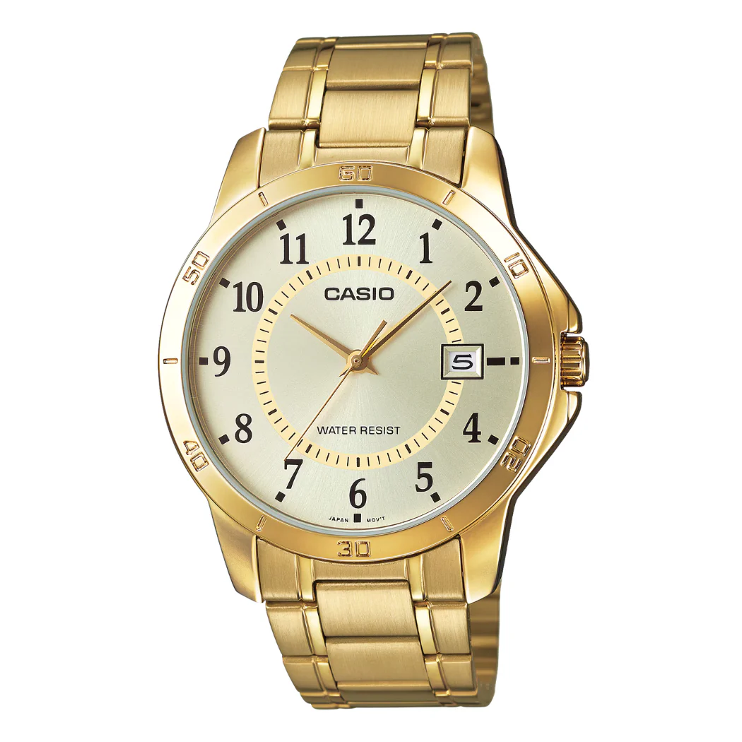 Casio Gold Stainless Steel Gold Dial Quartz Watch for Gents - CASIO MTP-V004G-9BUDF