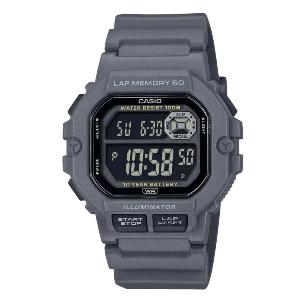 Casio Gray Resin Strap Black Dial Digital Quartz Watch for Men – WS‑1400H‑8BVDF