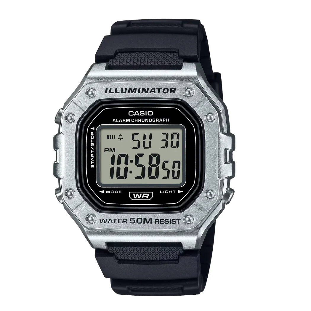 Casio Green Resin Strap Black Digital Quartz Watch for Men – W-218HM-7AVDF