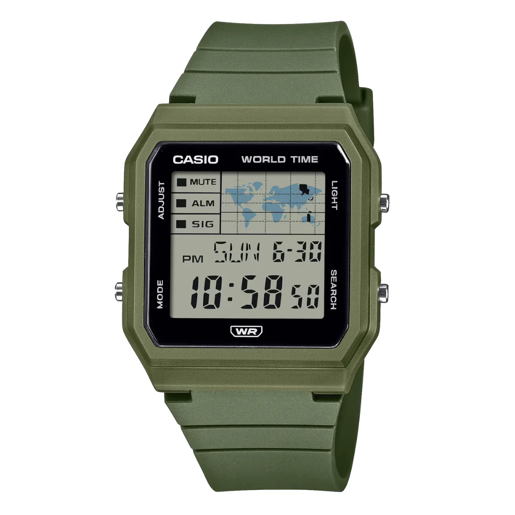 Casio Green Rubber Black Dial Quartz Watch for Gents - LF-30W-3ADF