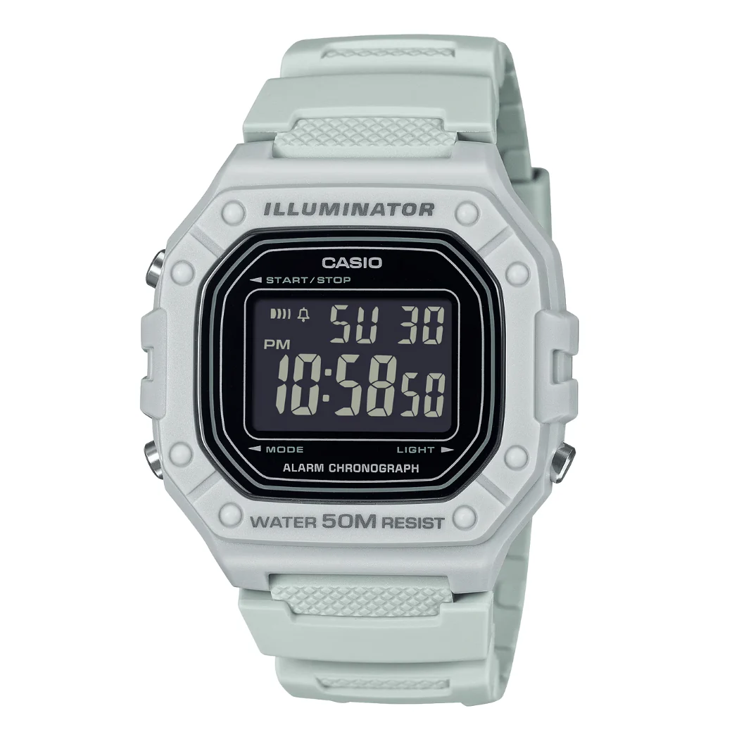 Casio Grey Rubber Black Dial Quartz Watch for Gents - W-218H-8BVDF