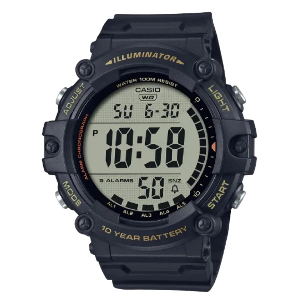 Casio Illuminator Black Resin Band Grey Dial Digital Watch for Gents - AE-1500WHX-1AVDF