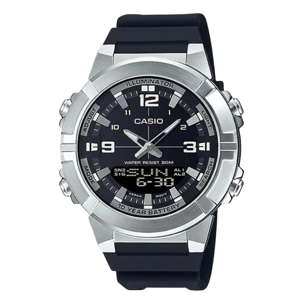 Casio Illuminator Black Silicone Strap black Dial Quartz Watch for Gents - CASIO AMW-870-1AVDF