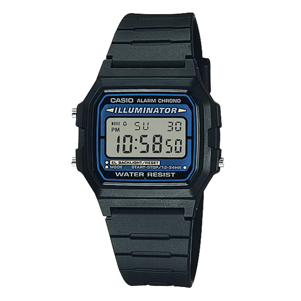 Casio Illuminator Black Silicone Strap Strap Black Dial Quartz Watch for Gents - F-105W-1ADF(AG)