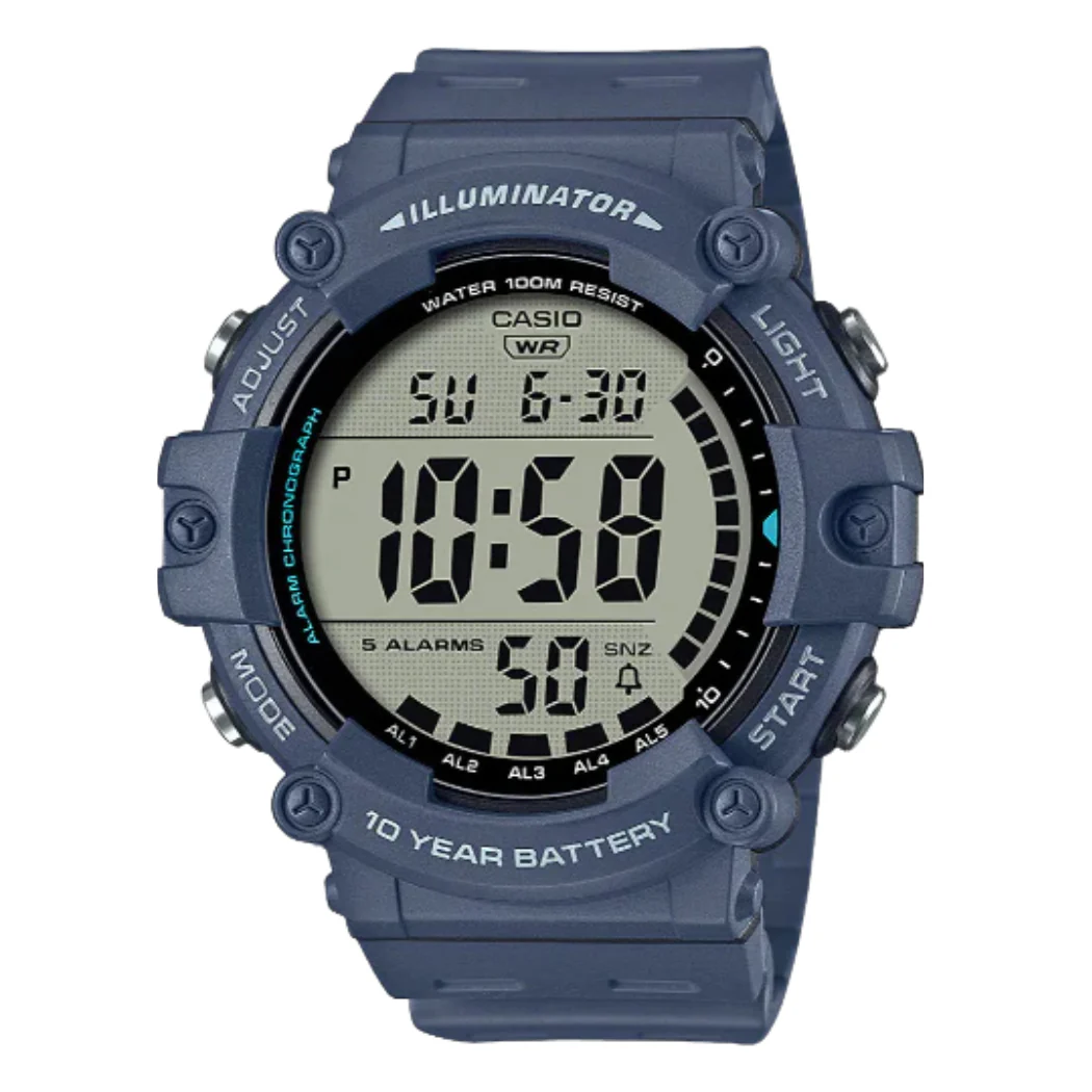 Casio Illuminator Blue Resin Band Grey Dial Digital Watch for Gents - AE-1500WH 2A PDF