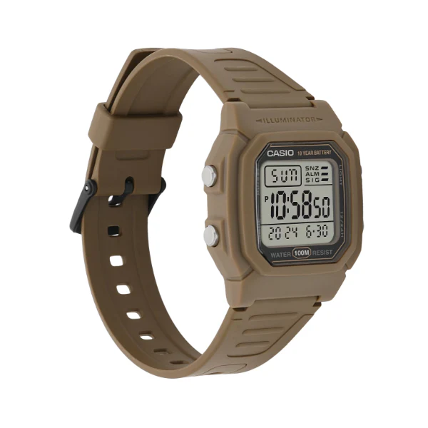 Casio Illuminator Brown Resin Strap Grey Dial Quartz Watch for Gents - W-800H-5AVDF - Image 2