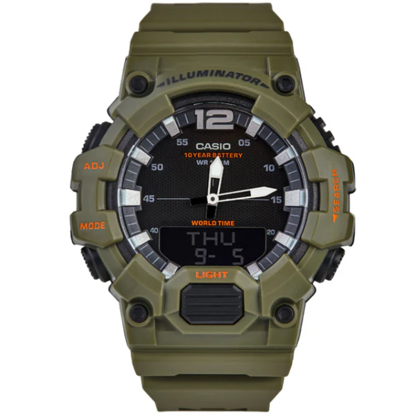 Casio Illuminator Navy Green Silicone Strap Strap Black Dial Quartz Watch for Gents - HDC-700-3A2VDF(AG)