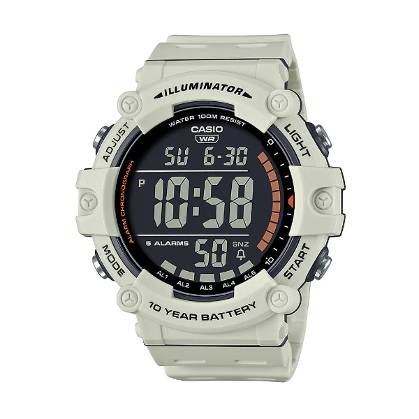 Casio Illuminator Off-White Resin Band Black Dial Digital Watch for Gents - AE-1500WH-8B2VDF