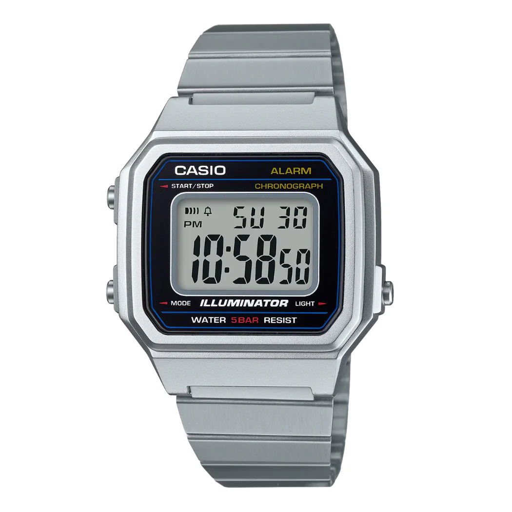 Casio Silver Stainless Steel Black Dial Quartz Watch for Gents - B650WD-1ADF(AG)