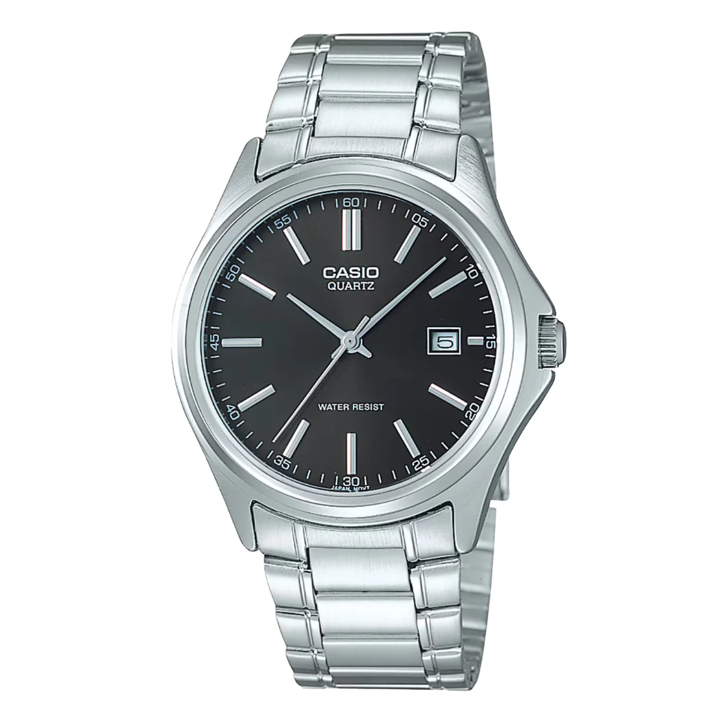 Casio Silver Stainless Steel Black Dial Quartz Watch for Ladies - LTP-1183A-1ADF