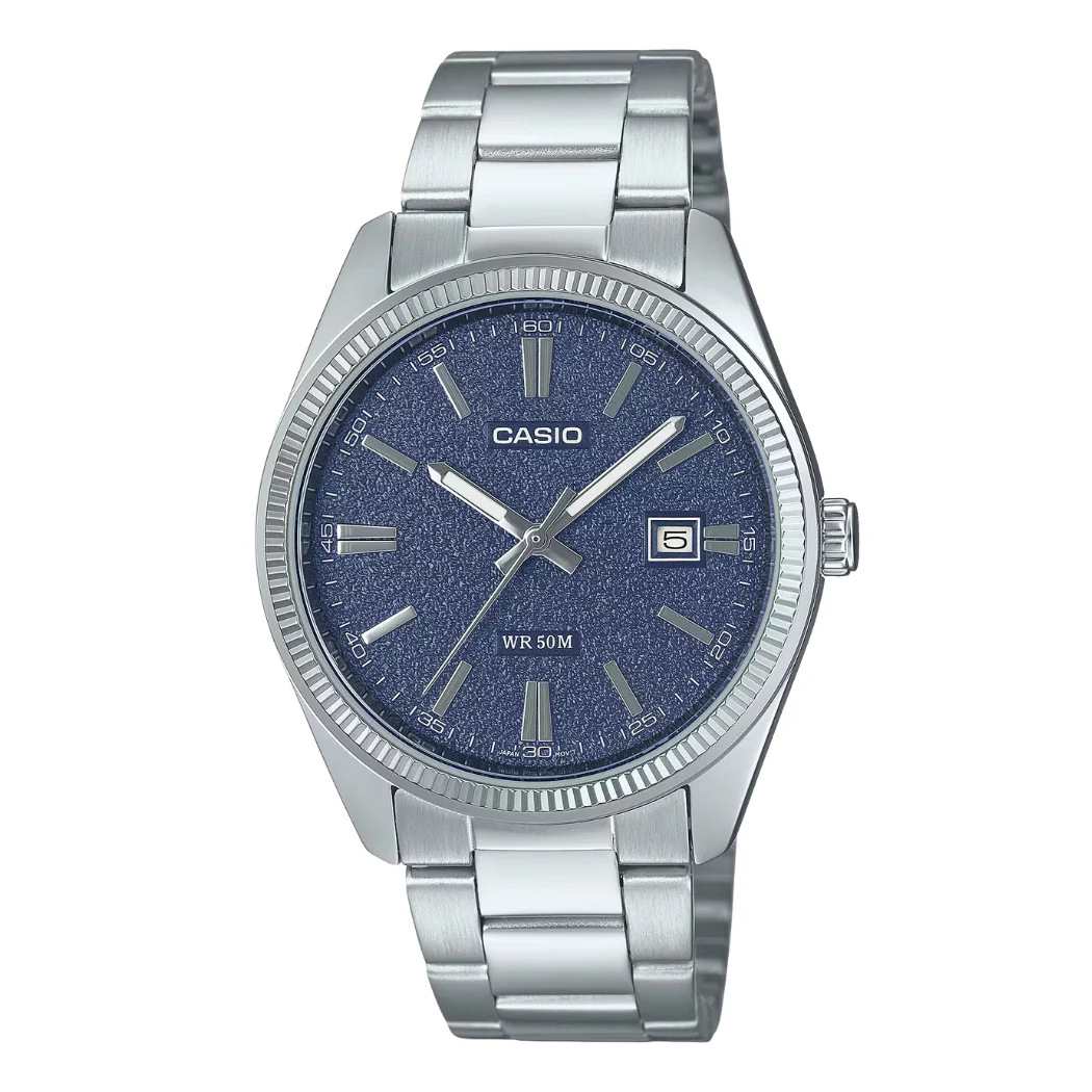 Casio Silver Stainless Steel Blue Dial Quartz Watch for Gents - CASIO MTP-1302DA-2A1VDF