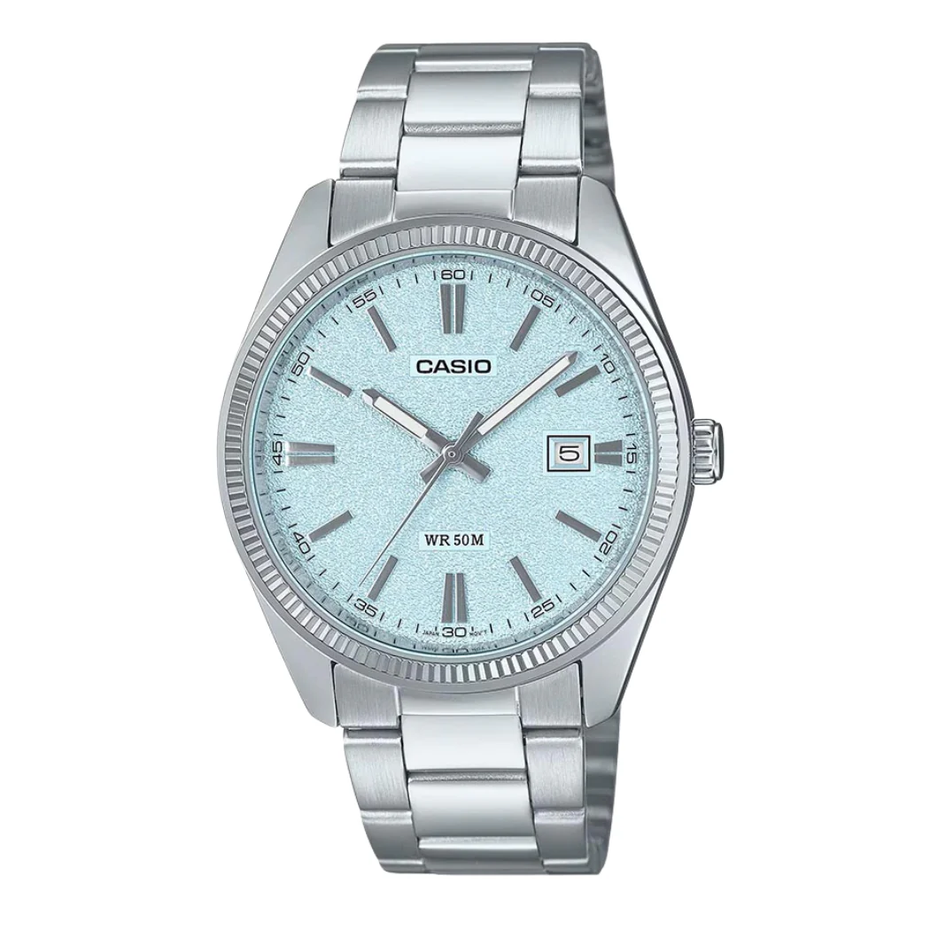 Casio Silver Stainless Steel Blue Dial Quartz Watch for Gents - CASIO MTP-1302DA-2A2VDF