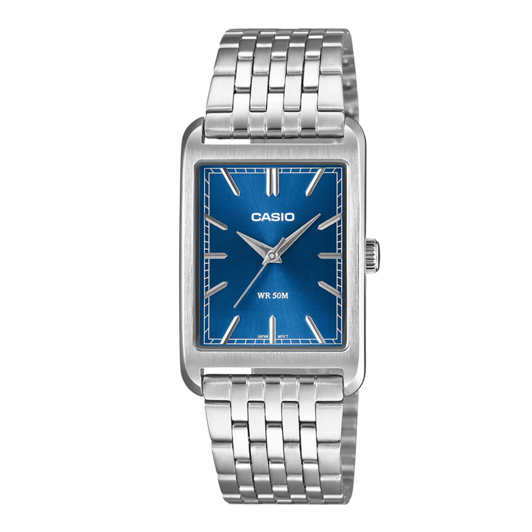 Casio Silver Stainless Steel Blue Dial Quartz Watch for Gents - MTP-B215D-2AVDF