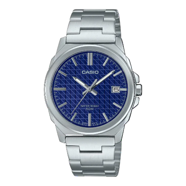 Casio Silver Stainless Steel Blue Dial Quartz Watch for Gents - MTP-E720D-2AVDF