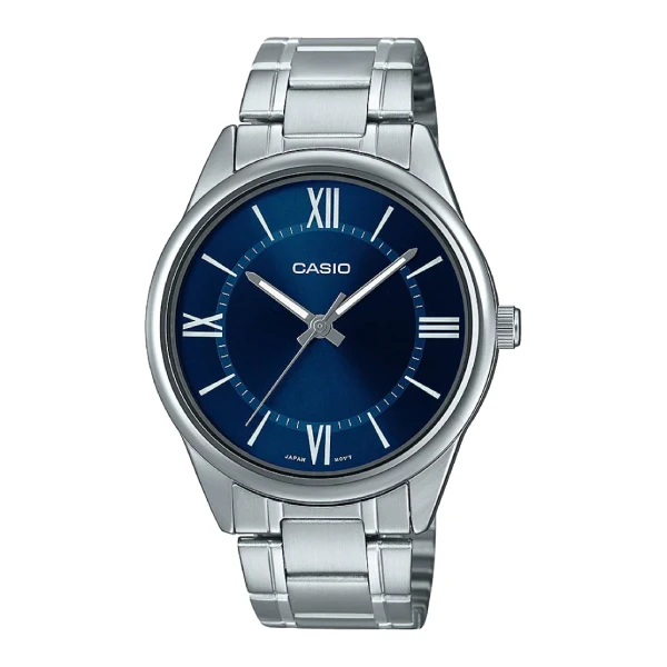 Casio Silver Stainless Steel Blue Dial Quartz Watch for Gents - MTP-V005D-2B5UDF