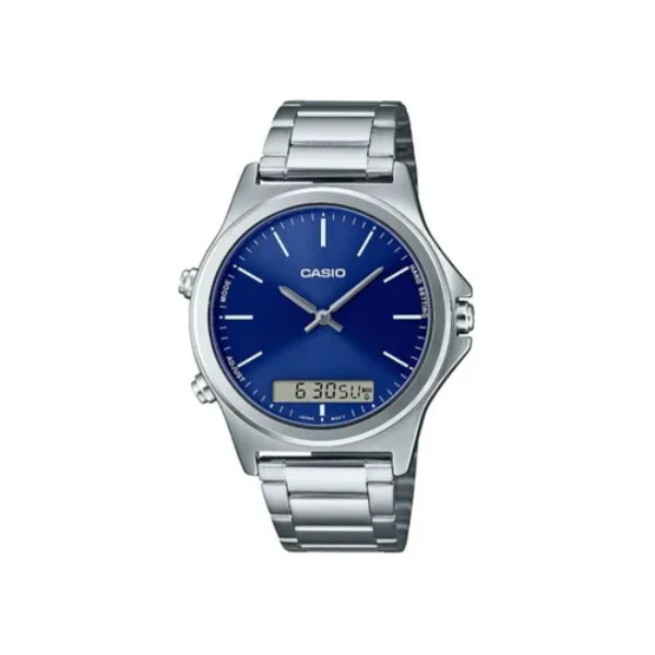 Casio Silver Stainless Steel Blue Dial Quartz Watch for Gents - MTP-VC01D-2EUDF