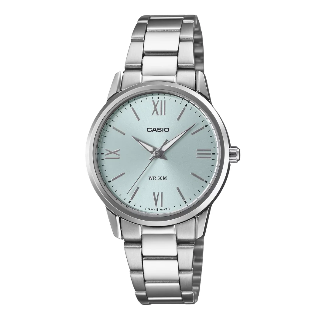 Casio Silver Stainless Steel Blue Dial Quartz Watch for Ladies - CASIO-LTP-1303DD-2AVDF