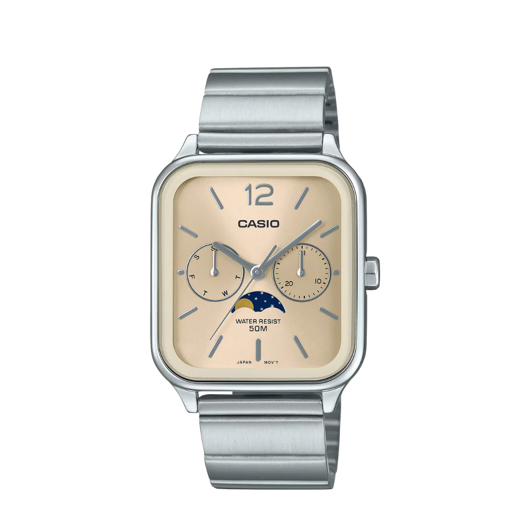 Casio Silver Stainless Steel Bracelet Champagne Analog Quartz Watch for Men – MTP-M305D-9AVDF