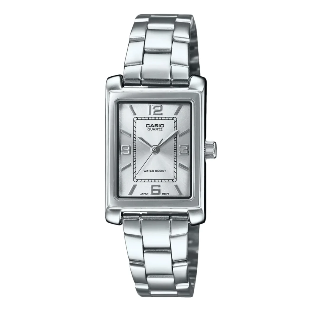 Casio Silver Stainless Steel White Dial Analog Quartz Watch for Women – LTP-1234DD-7ADF