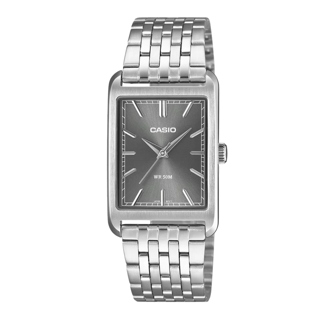 Casio Silver Stainless Steel Grey Dial Quartz Watch for Gents - MTP-B215D-8AVDF