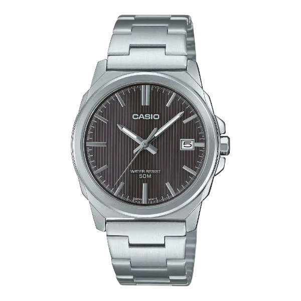 Casio Silver Stainless Steel Grey Dial Quartz Watch for Gents - MTP-E720D-8AVDF