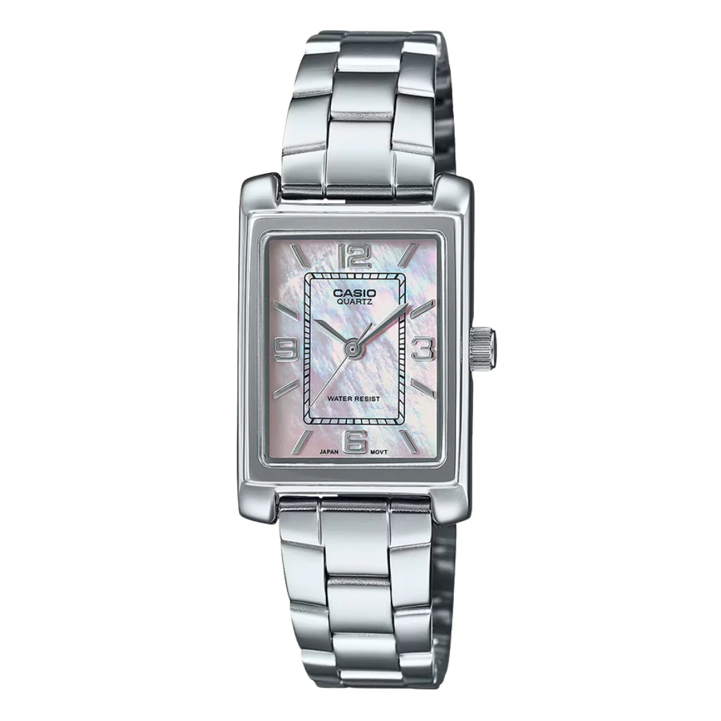 Casio Silver Stainless Steel Mother of Pearl Dial Quartz Watch for Ladies - LTP-1234DS-4ADF