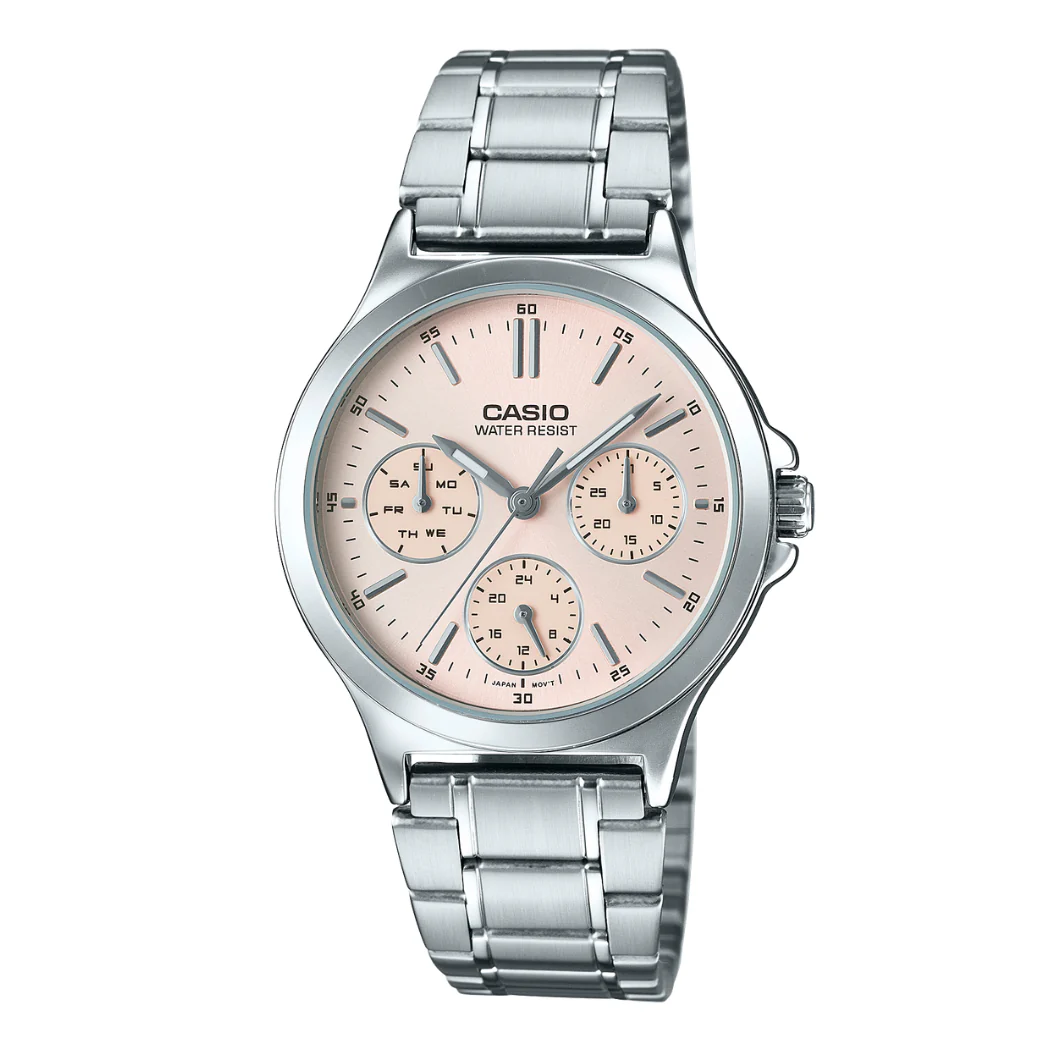 Casio Silver Stainless Steel Pink Dial Quartz Watch for Ladies - CASIO LTP-V300D-4AUDF (AG)