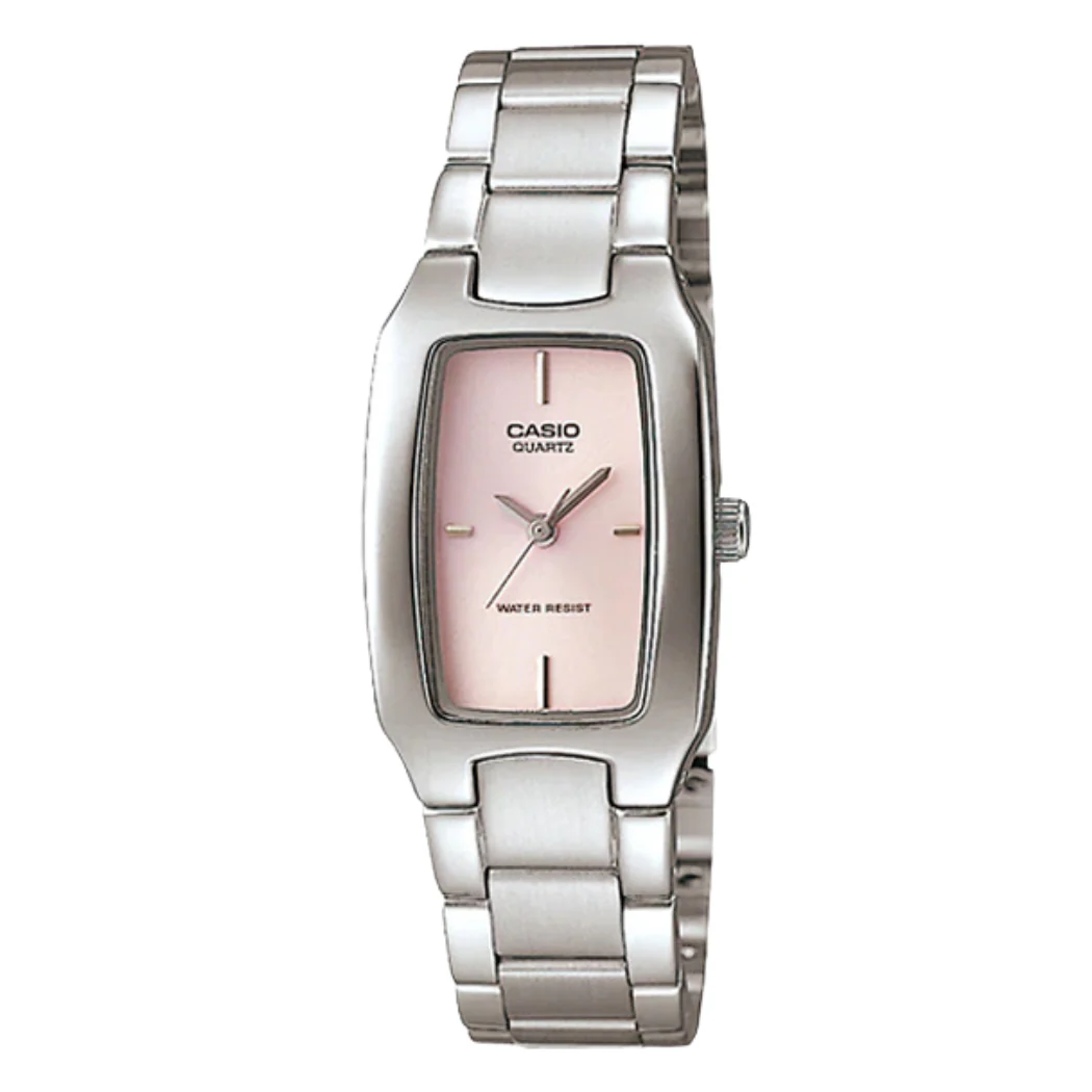 Casio Silver Stainless Steel Pink Dial Quartz Watch for Ladies - LTP-1165A-1CDF