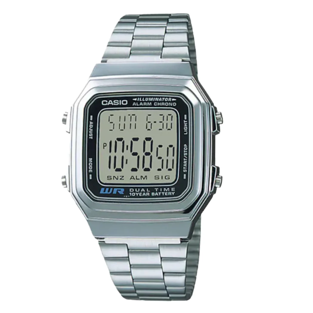 Casio Silver Stainless Steel Silver Dial Quartz Watch for Gents - A178WA-1ADF AG