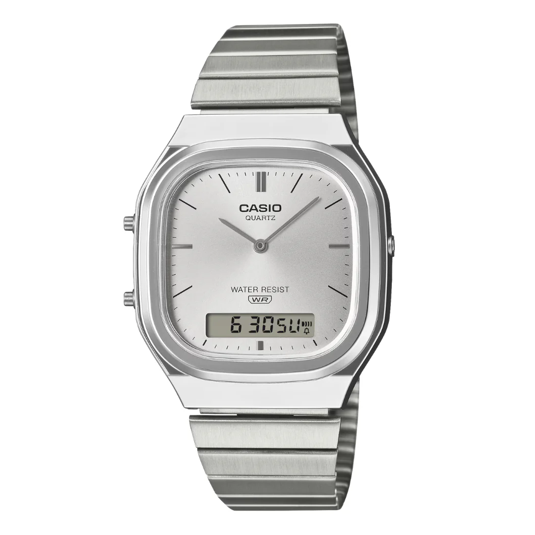Casio Silver Stainless Steel Silver Dial Quartz Watch for Gents - CASIO AQ-240E-7ADF