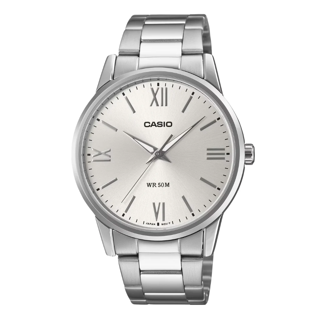 Casio Silver Stainless Steel Silver Dial Quartz Watch for Gents - CASIO MTP-1303DD-7AVDF