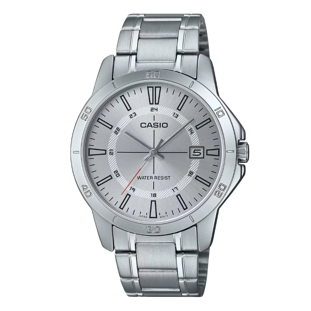 Casio Silver Stainless Steel Silver Dial Quartz Watch for Gents - CASIO MTP-V004D-7CUDF