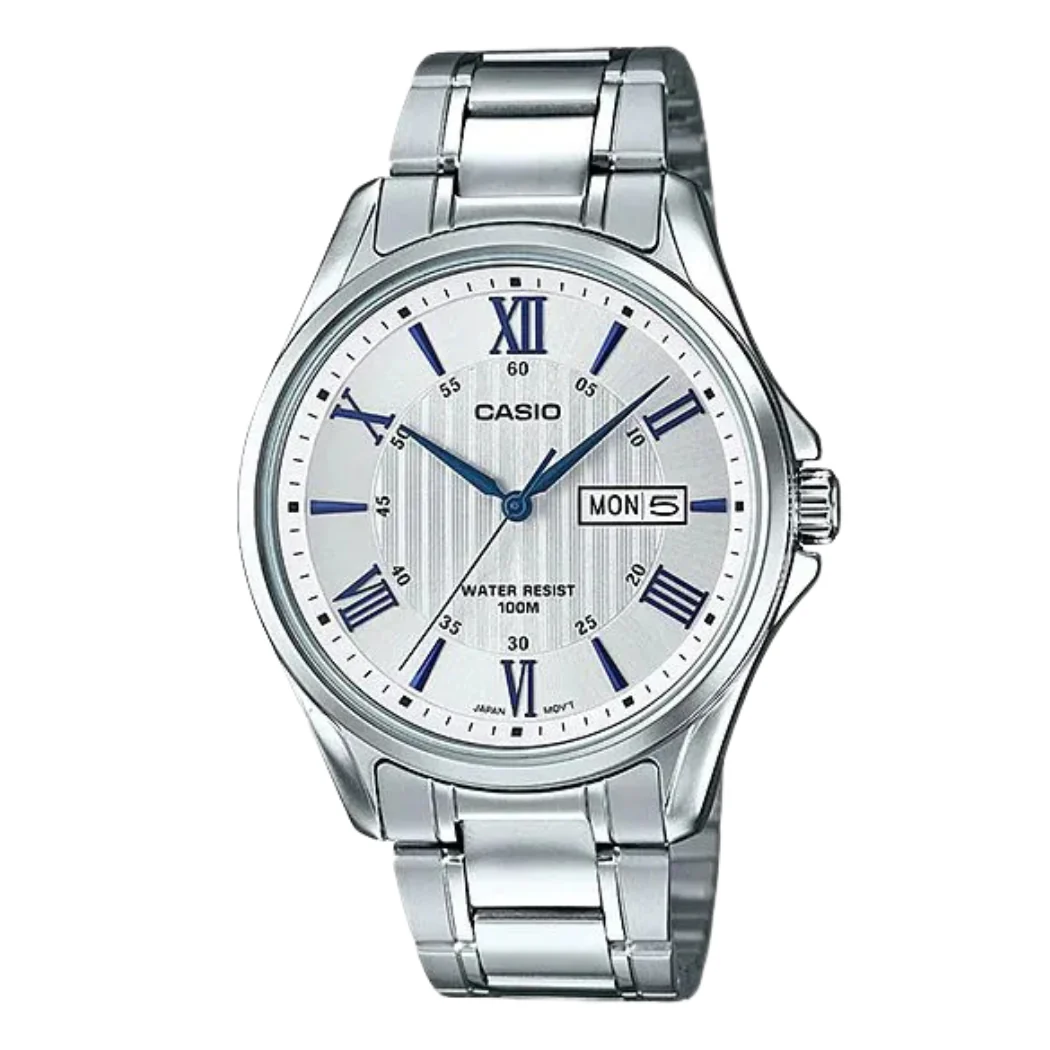 Casio Silver Stainless Steel Silver Dial Quartz Watch for Gents - M-1384D-7A2VDF