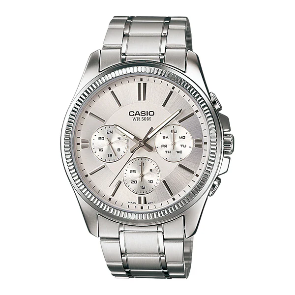 Casio Silver Stainless Steel Silver Dial Quartz Watch for Gents - MTP-1375-7AVDF