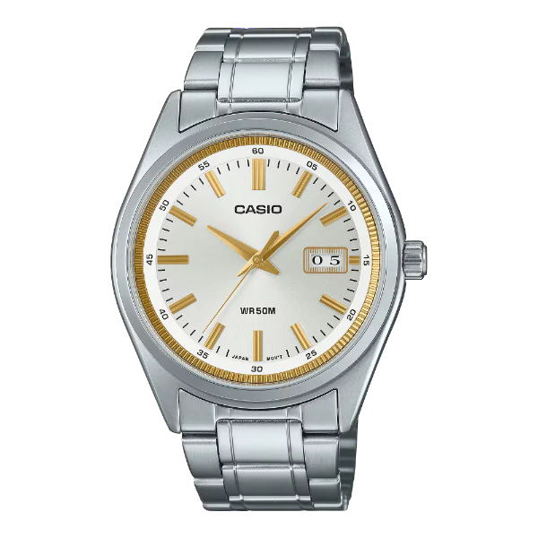 Casio Silver Stainless Steel Silver Dial Quartz Watch for Gents - MTP-B180D-7AVDF