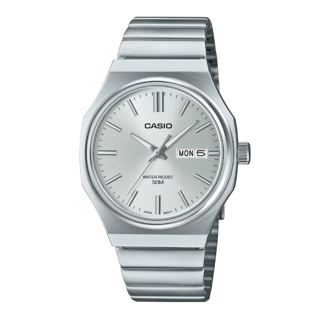 Casio Silver Stainless Steel Silver Dial Quartz Watch for Gents - MTP-E735D-7AVDF