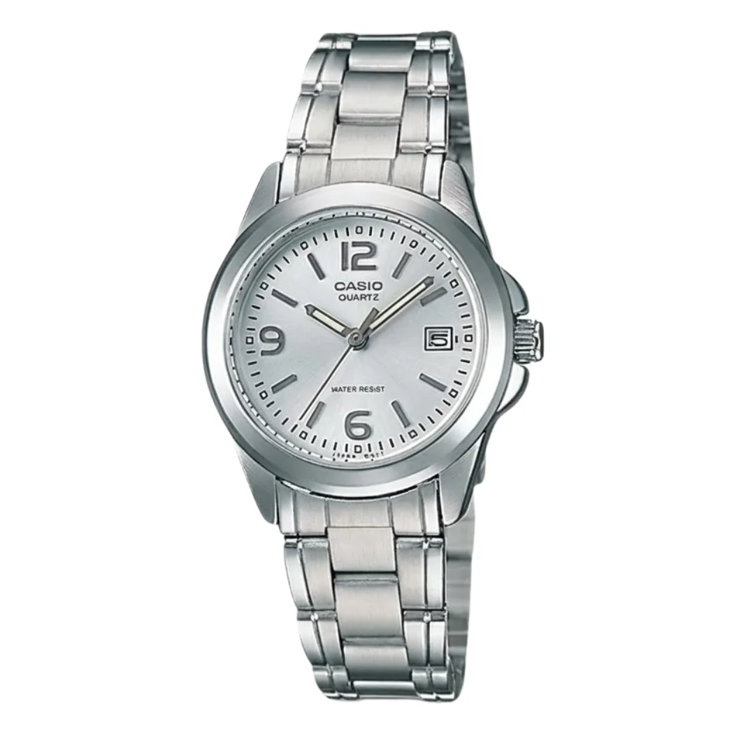 Casio Silver Stainless Steel Silver Dial Quartz Watch for Ladies - LTP-1215A-7ADF