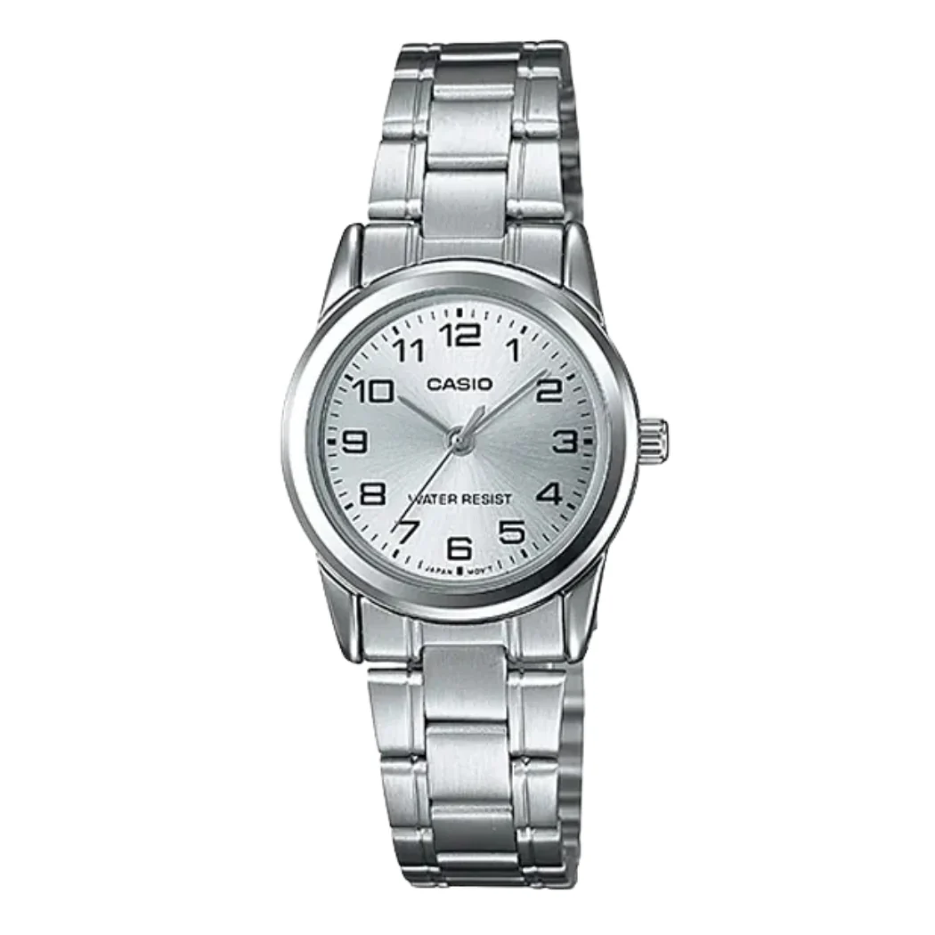 Casio Silver Stainless Steel Silver Dial Quartz Watch for Ladies - CASIO LTP-V001D-7BUDF