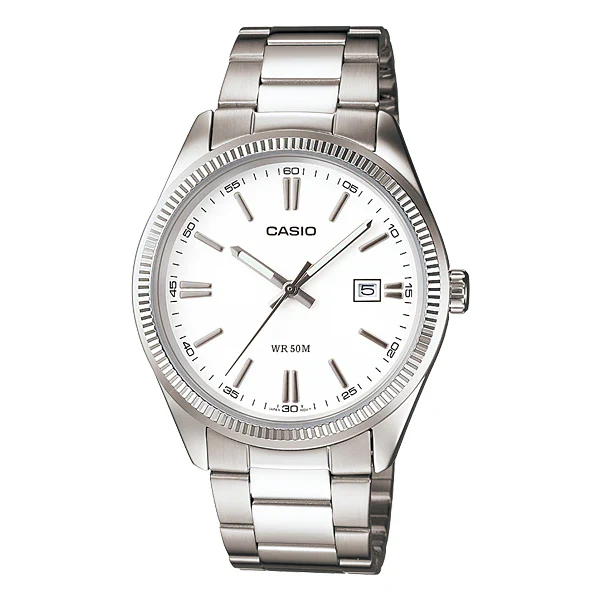 Casio Silver Stainless Steel White Dial Quartz Watch for Gents - MTP-1302D-7A1VDF