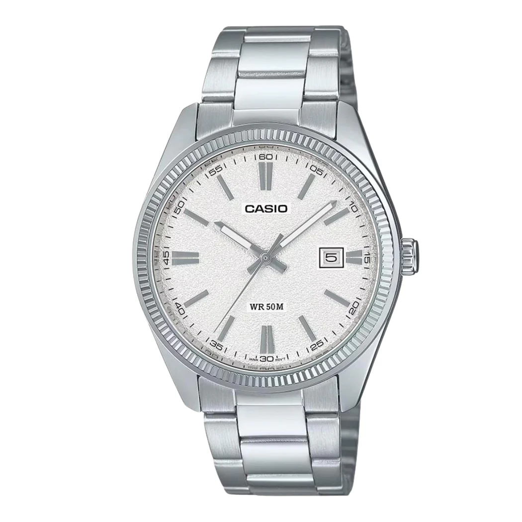 Casio Silver Stainless Steel White Dial Quartz Watch for Gents - MTP-1302DA-7AVDF