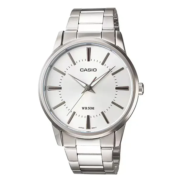 Casio Silver Stainless Steel White Dial Quartz Watch for Gents - MTP-1303D-7AVDF
