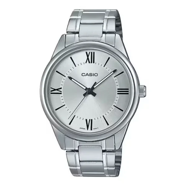 Casio Silver Stainless Steel White Dial Quartz Watch for Gents - MTP-V005D-7B5UDF