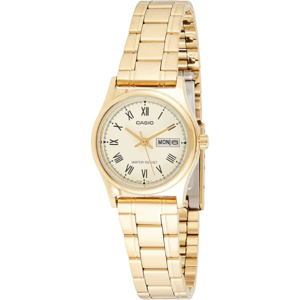 Casio Standard Gold Stainless Steel White Dial Quartz Watch for Ladies - LTP-V006G-9BUDF