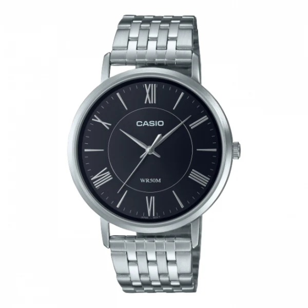 Casio Standard Silver Stainless Steel Black Dial Quartz Watch for Gents - MTP-B110D-1AVDF