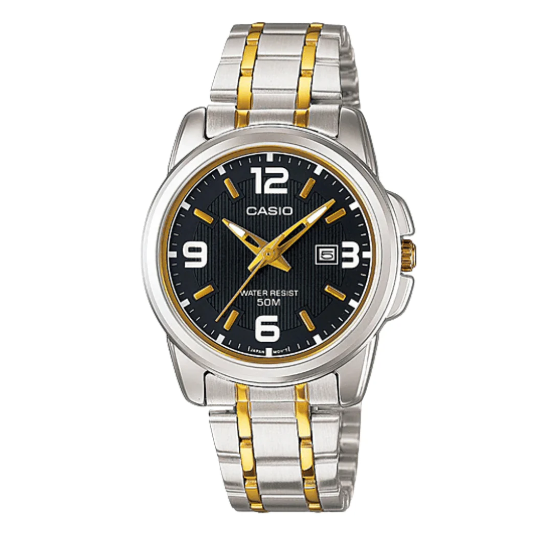 Casio Two-tone Stainless Steel Black Dial Quartz Watch for Ladies - LTP-1314SG-1AVDF