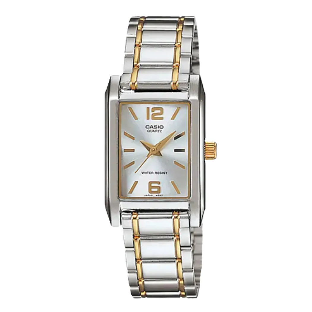 Casio Two-Tone Stainless Steel Bracelet Light Gold Analog Quartz Watch for Women – LTP-V007SG-9BUDF