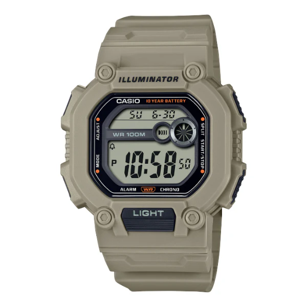 Casio Youth Beige Silicone Strap Strap Digital Dial Quartz Watch for Gents - W-737HX-5AVDF