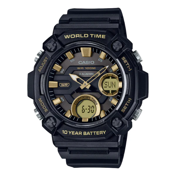 Casio Youth Black Silicone Strap Black Dial Quartz Watch for Gents - CASIO AEQ-120W-9AVDF