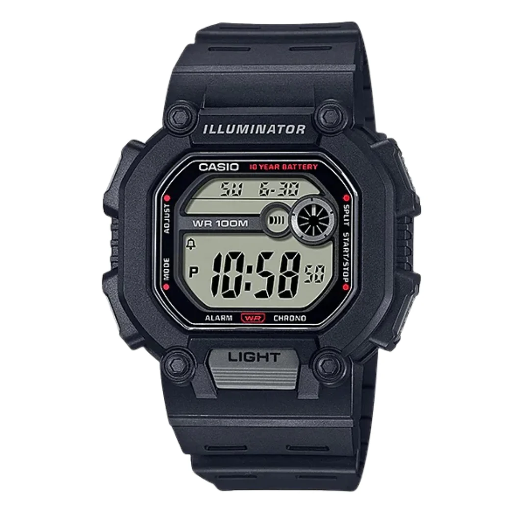 Casio Youth Black Silicone Strap Strap Digital Black Dial Quartz Watch for Gents - W-737H-1AVDF